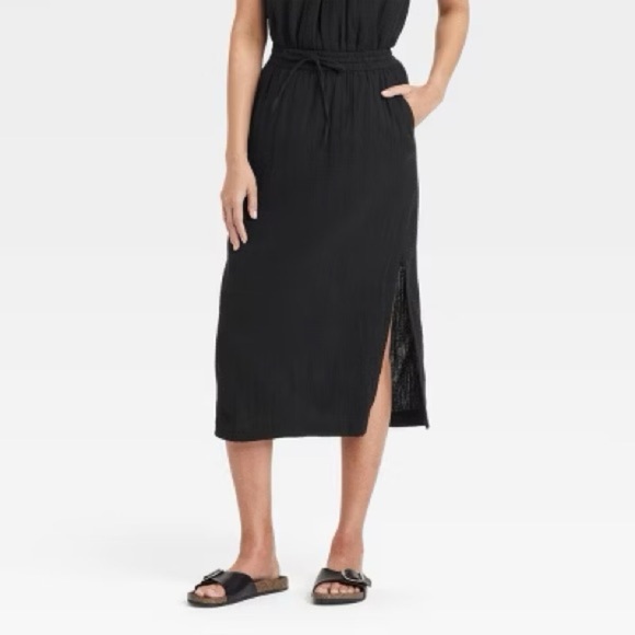 Black Gauze Midi Pencil Skirt from Universal Thread - NWT szL - Picture 2 of 5